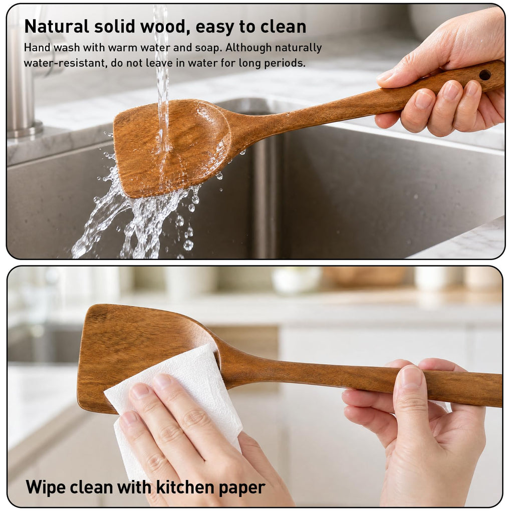Wooden Spoons for Cooking - 8-Piece Wooden Kitchen Utensil Set made of Natural Solid Wood Material-Includes Spoons,Spatulas,Ladles,Mixing Spoon and Utensil Holder,Valentine's Day Gifts