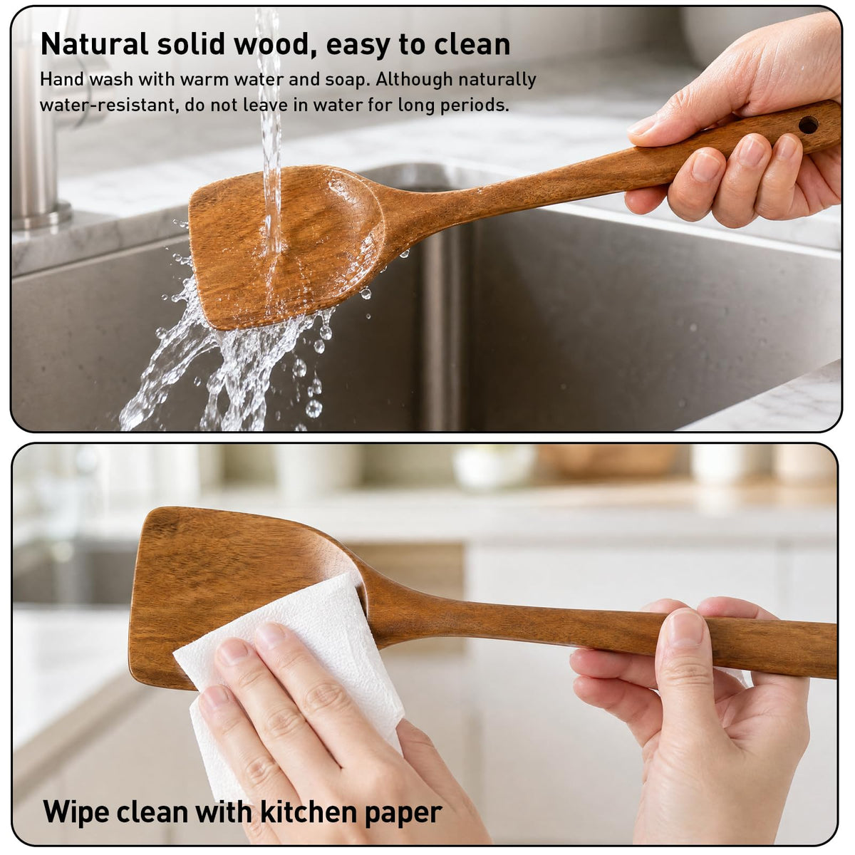 Wooden Spoons for Cooking - 8-Piece Wooden Kitchen Utensil Set made of Natural Solid Wood Material-Includes Spoons,Spatulas,Ladles,Mixing Spoon and Utensil Holder,Valentine's Day Gifts