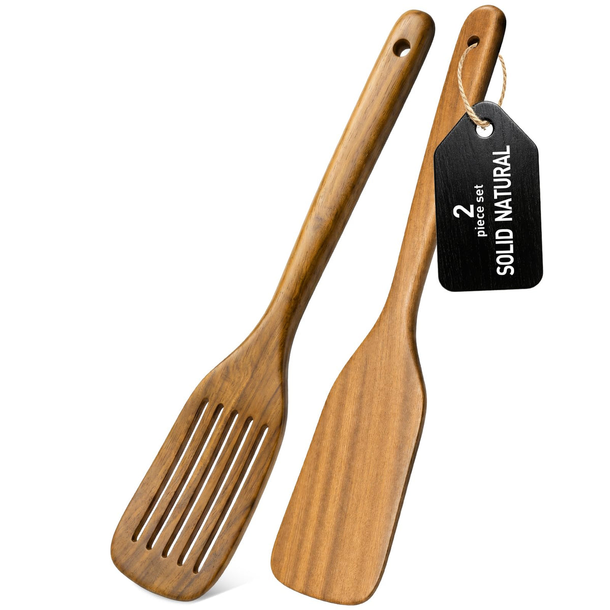 Wooden Spoons for Cooking - 8-Piece Wooden Kitchen Utensil Set made of Natural Solid Wood Material-Includes Spoons,Spatulas,Ladles,Mixing Spoon and Utensil Holder,Valentine's Day Gifts