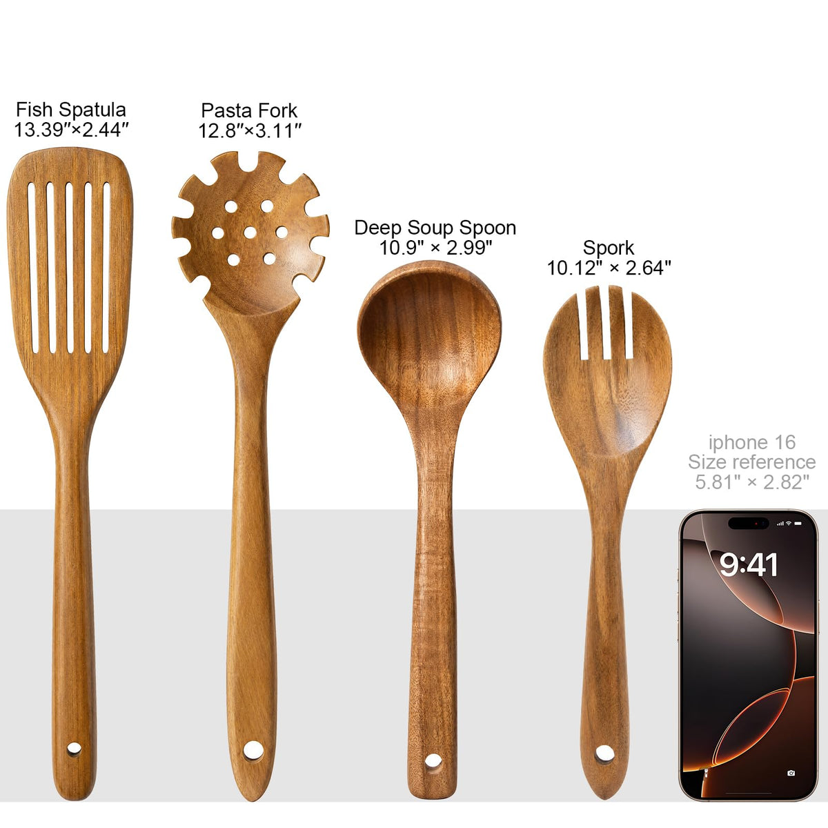 Wooden Spoons for Cooking - 8-Piece Wooden Kitchen Utensil Set made of Natural Solid Wood Material-Includes Spoons,Spatulas,Ladles,Mixing Spoon and Utensil Holder,Valentine's Day Gifts