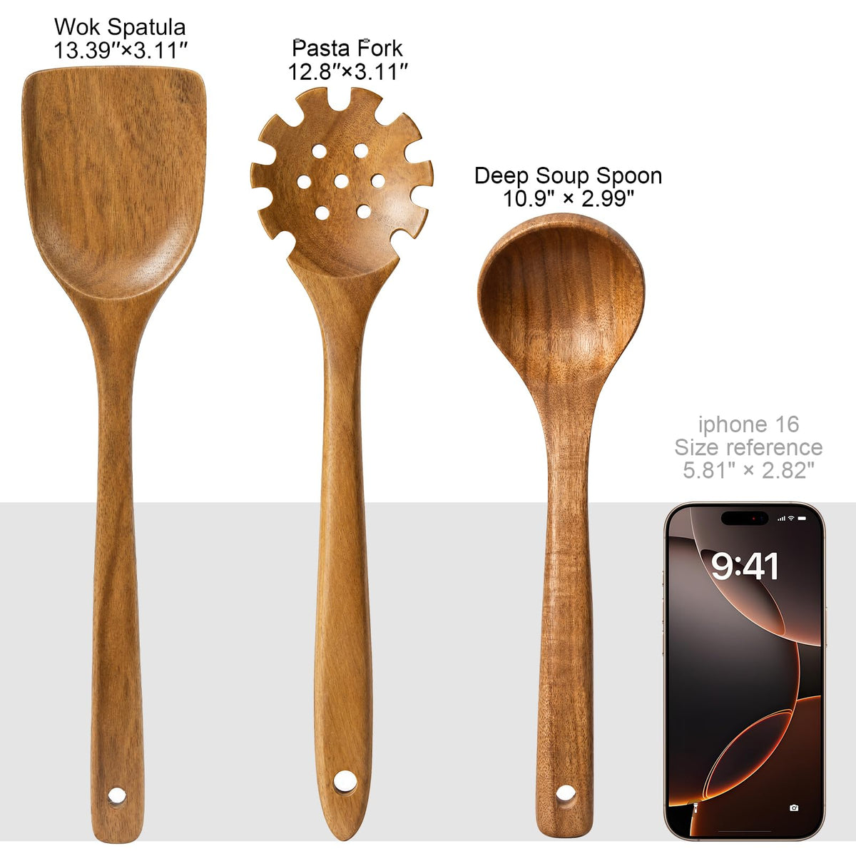 Wooden Spoons for Cooking - 8-Piece Wooden Kitchen Utensil Set made of Natural Solid Wood Material-Includes Spoons,Spatulas,Ladles,Mixing Spoon and Utensil Holder,Valentine's Day Gifts