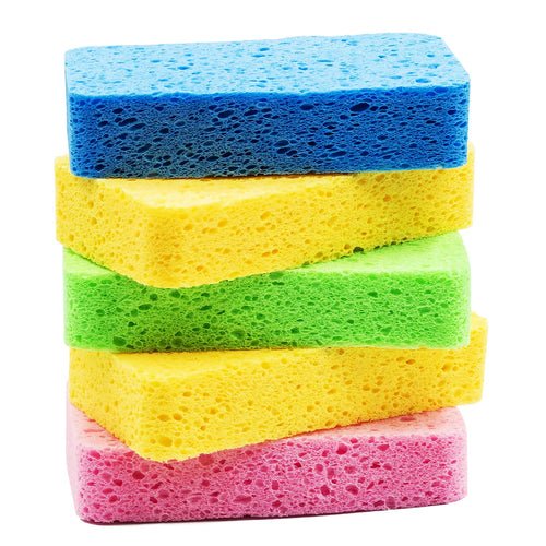 Temede Large Cellulose Sponges, Thick Absorbent Kitchen Sponges, 10-Pack